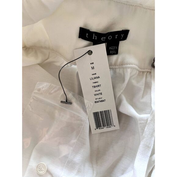 NWT Theory White Lace Up Summer Breezy Knee Length Dress Cotton Sundress Medium - Picture 3 of 6